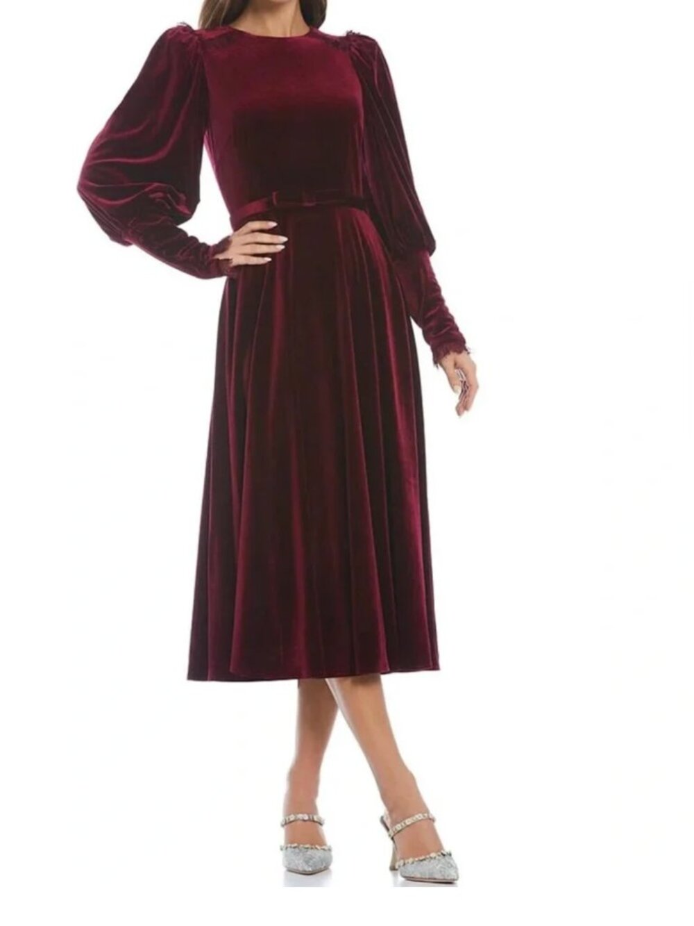 NWT ANTONIO MELANI x Nicola Bathie Velvet Burgundy Dress Size 14